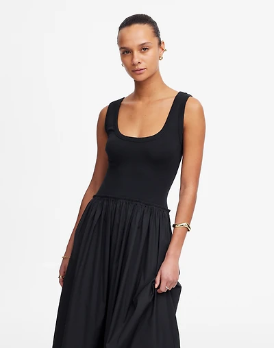 Mixed Poplin Scoopneck Maxi Dress | Madewell