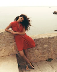 Embroidered Pleated Mini Dress | Madewell