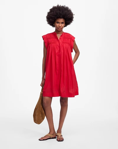 Embroidered Pleated Mini Dress | Madewell