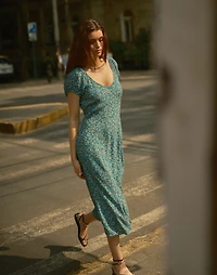 Cap-Sleeve Midi Dress Floral | Madewell