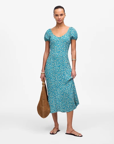 Cap-Sleeve Midi Dress Floral | Madewell