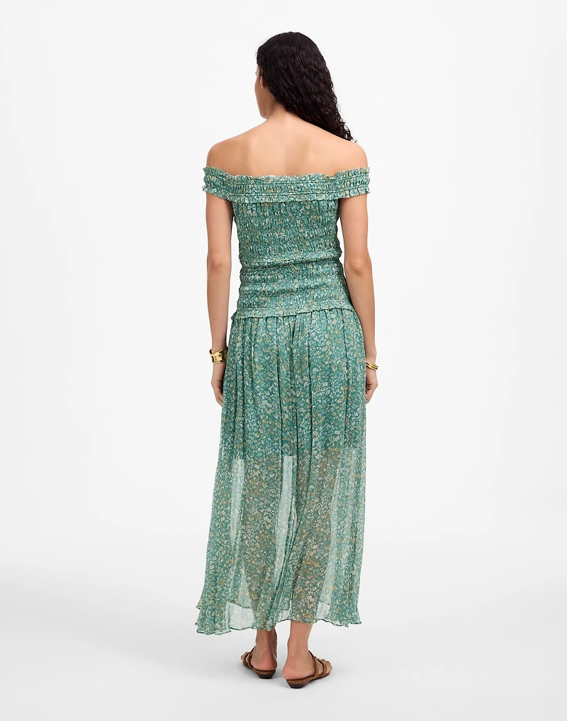 Smocked Off-Shoulder Dress Floral | Madewell