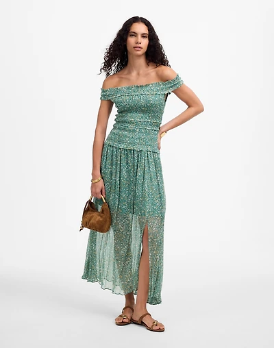 Smocked Off-Shoulder Dress Floral | Madewell