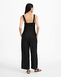 Squareneck Wide-Leg Jumpsuit 100% Linen | Madewell