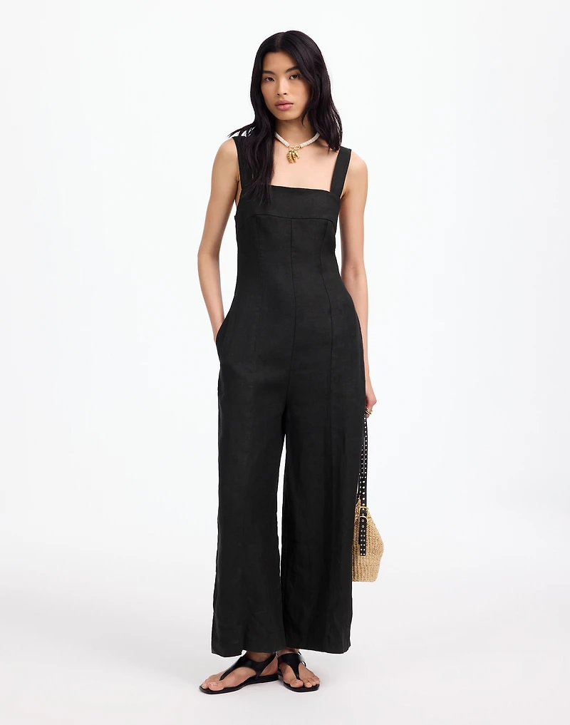 Squareneck Wide-Leg Jumpsuit 100% Linen | Madewell