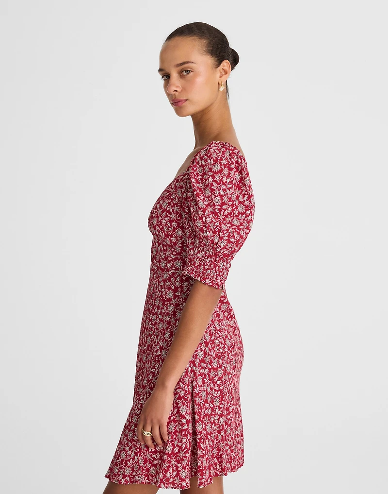 Puff-Sleeve Mini Dress Floral | Madewell