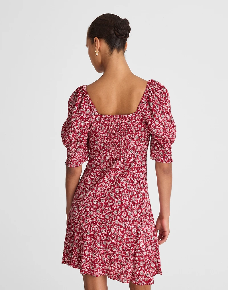 Puff-Sleeve Mini Dress Floral | Madewell