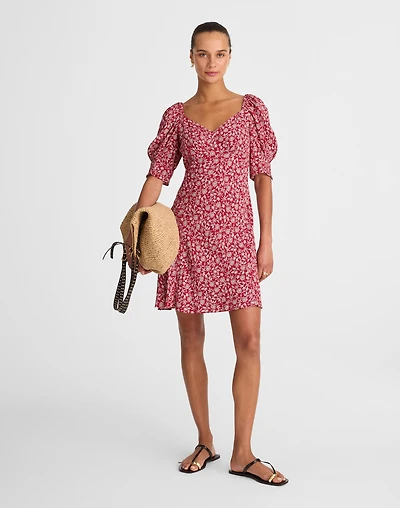 Puff-Sleeve Mini Dress Floral | Madewell