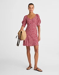 Puff-Sleeve Mini Dress Floral | Madewell