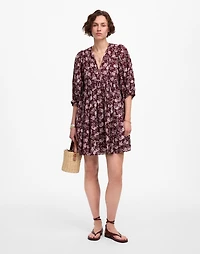 Splitneck Puff-Sleeve Dress Floral | Madewell