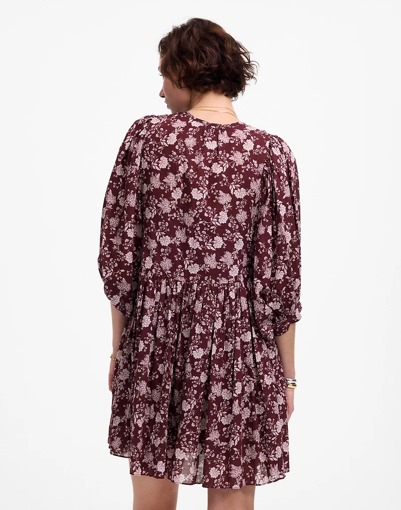 Splitneck Puff-Sleeve Dress Floral | Madewell