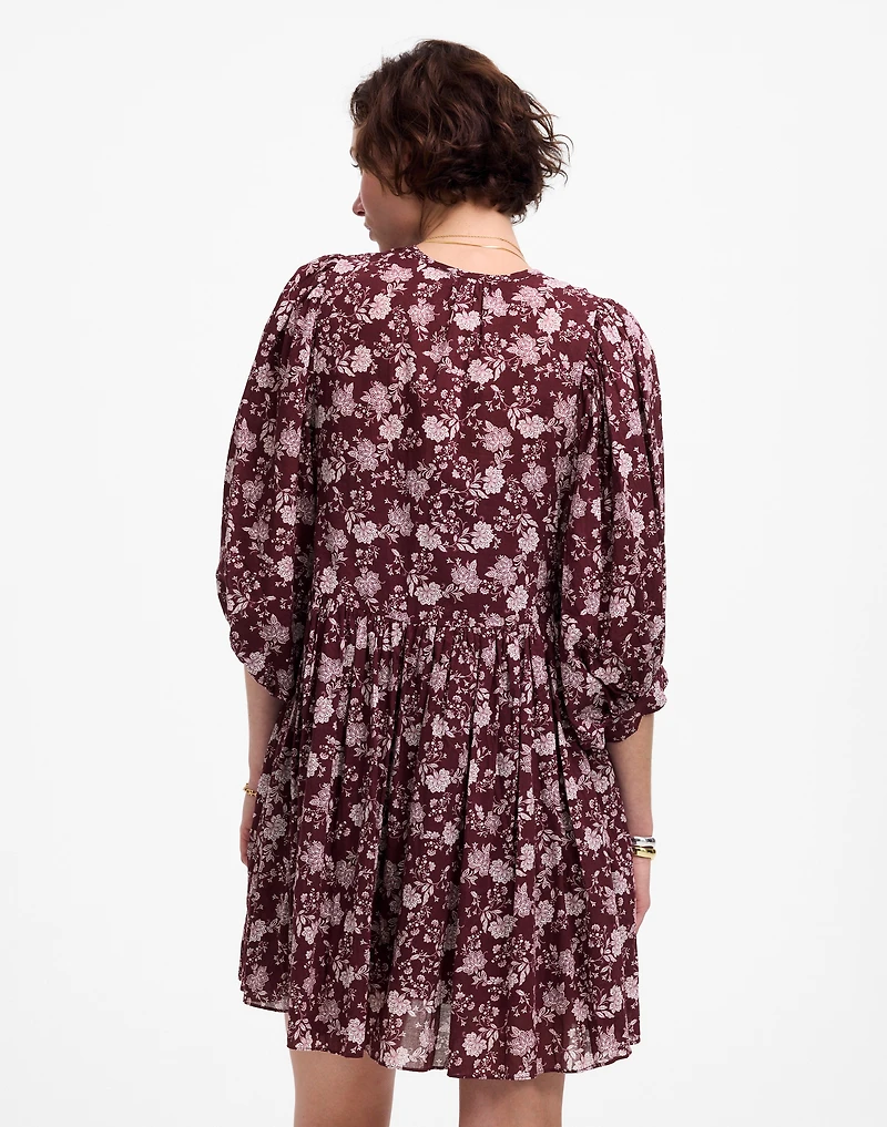 Splitneck Puff-Sleeve Dress Floral | Madewell