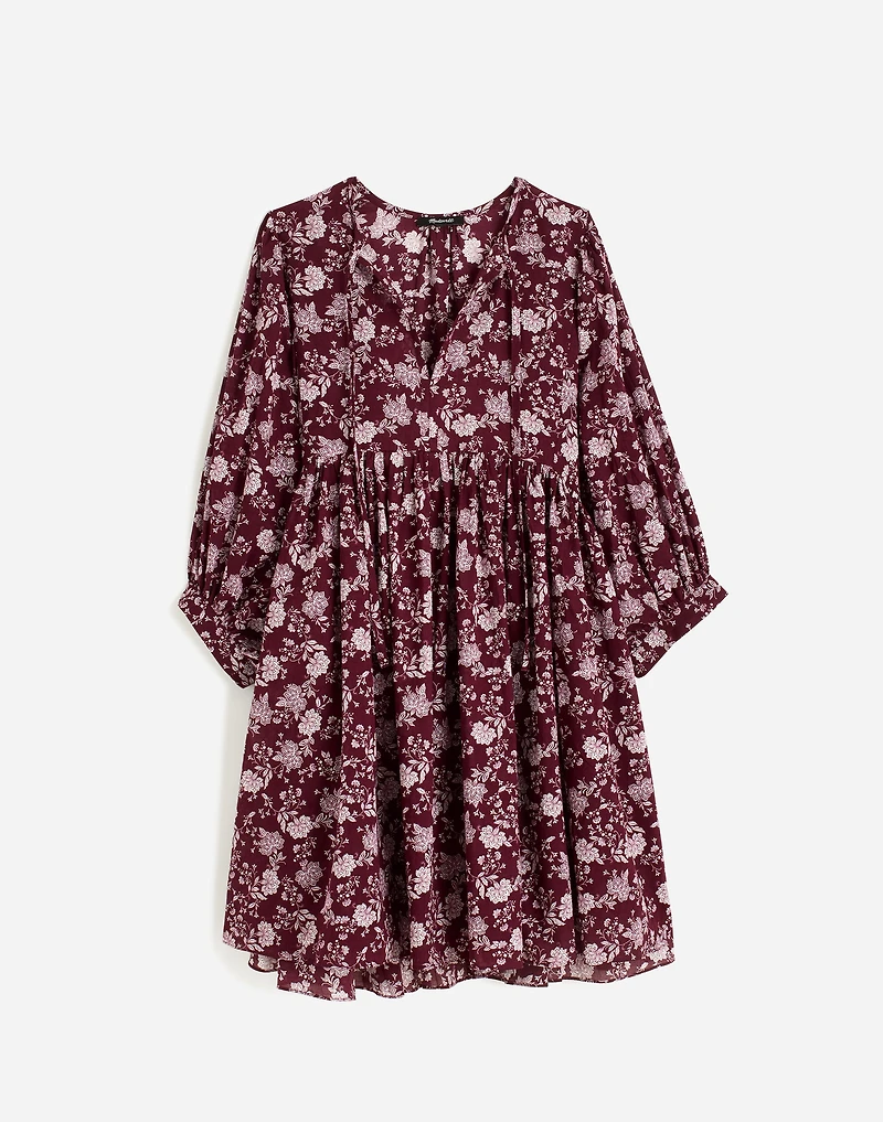 Splitneck Puff-Sleeve Dress Floral | Madewell