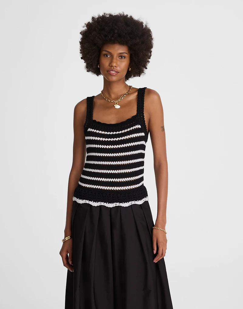 Poplin Crocheted Knit Midi Dress | Madewell
