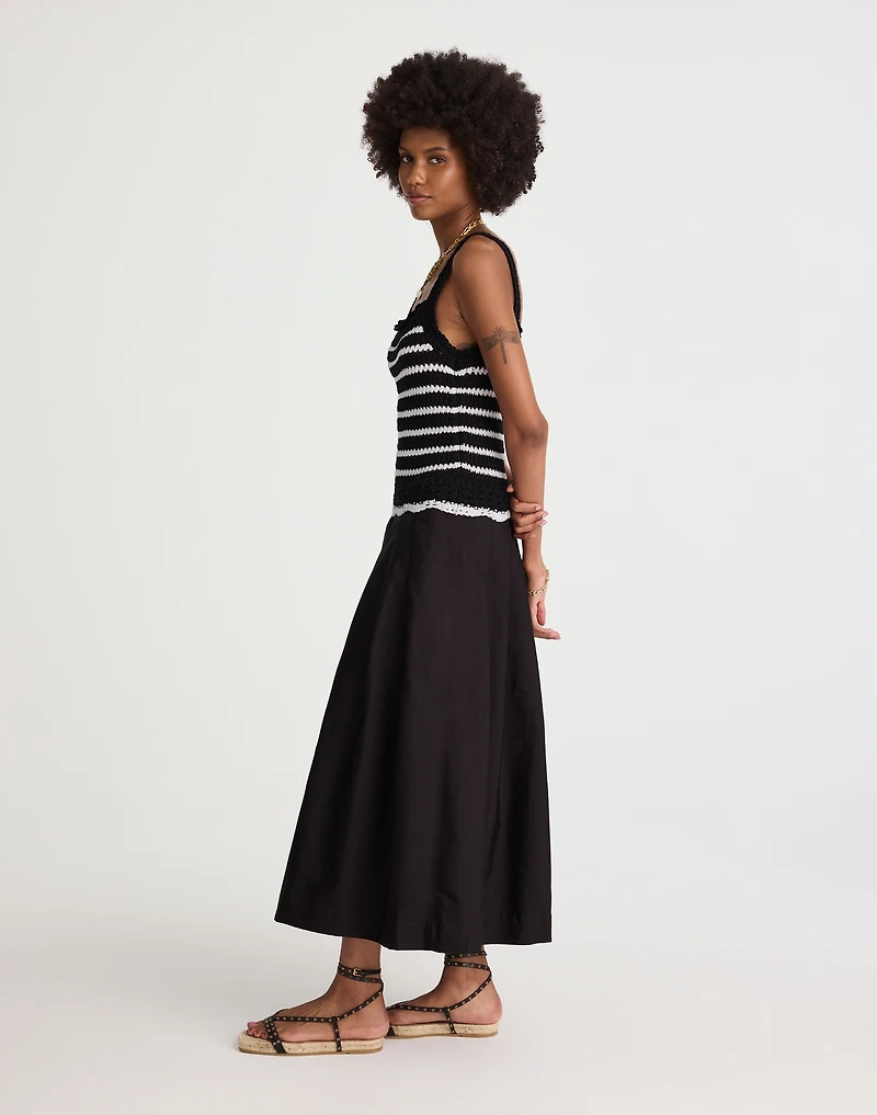 Poplin Crocheted Knit Midi Dress | Madewell