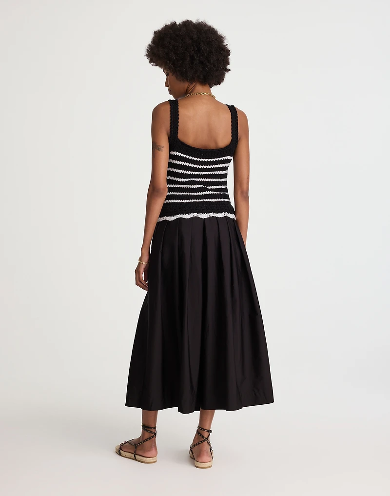 Poplin Crocheted Knit Midi Dress | Madewell