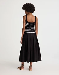 Poplin Crocheted Knit Midi Dress | Madewell