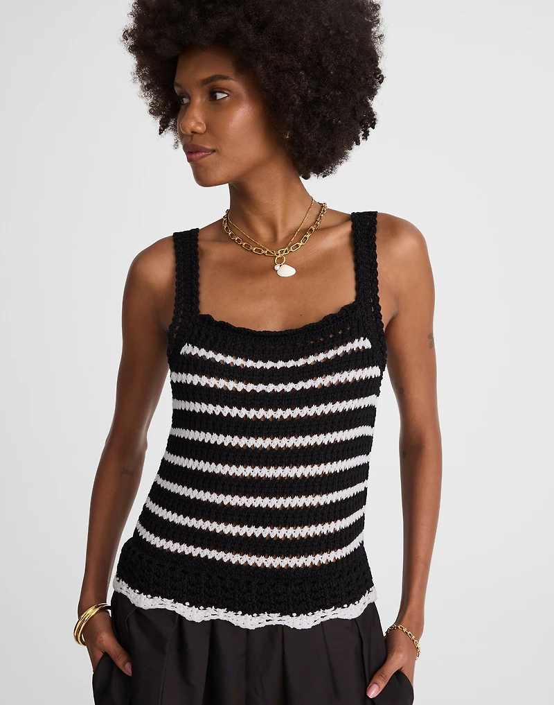 Poplin Crocheted Knit Midi Dress | Madewell