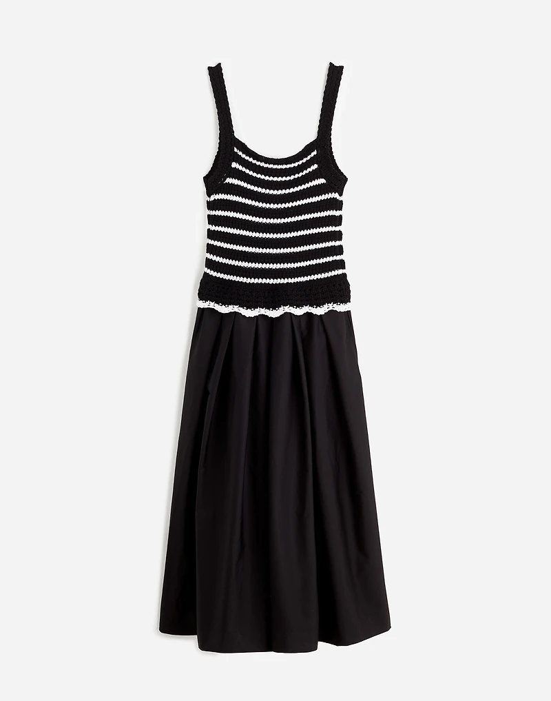 Poplin Crocheted Knit Midi Dress | Madewell
