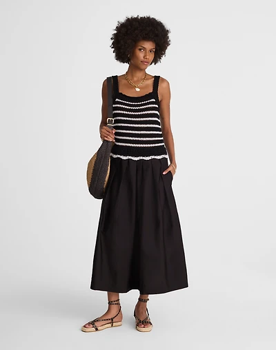 Poplin Crocheted Knit Midi Dress | Madewell