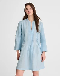 Pleated Splitneck Mini Shirtdress Stripe | Madewell