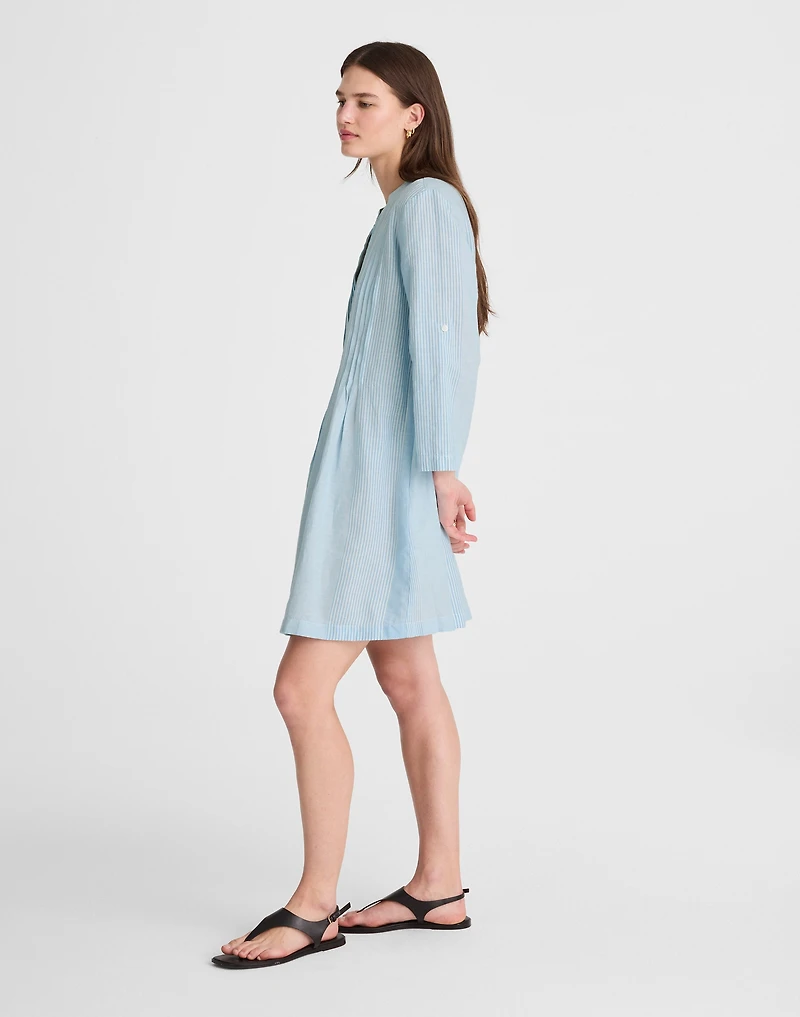 Pleated Splitneck Mini Shirtdress Stripe | Madewell