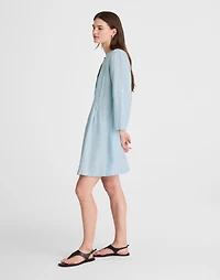 Pleated Splitneck Mini Shirtdress Stripe | Madewell