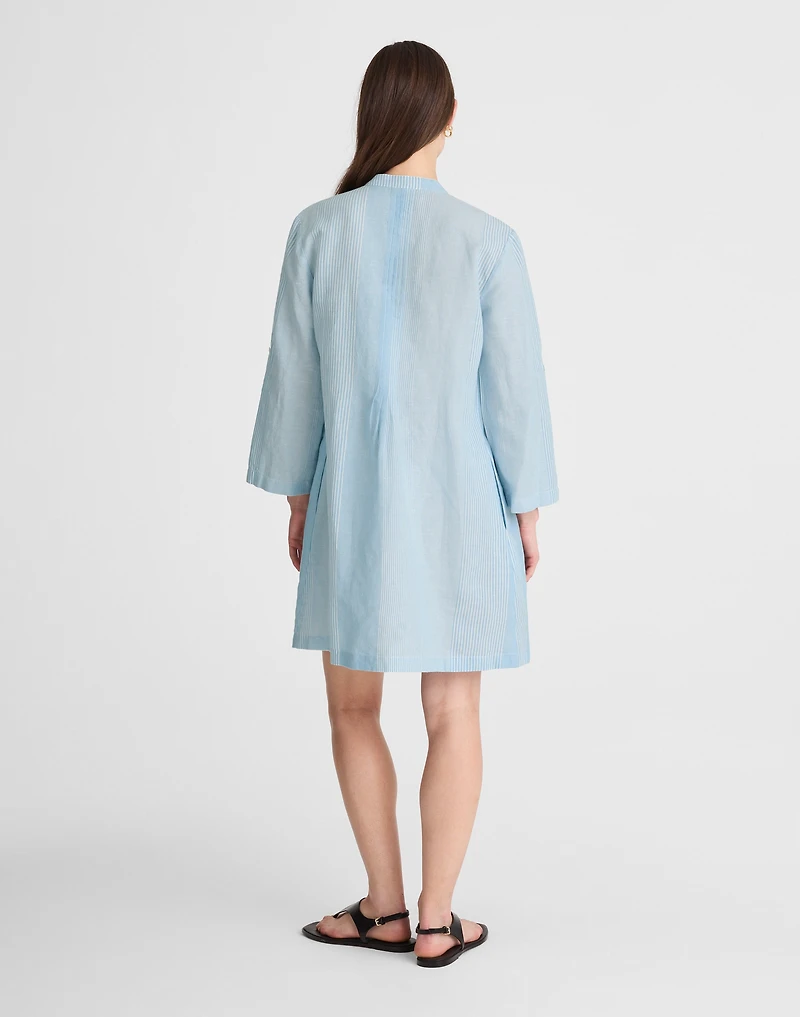 Pleated Splitneck Mini Shirtdress Stripe | Madewell