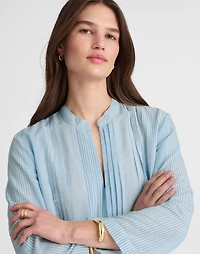 Pleated Splitneck Mini Shirtdress Stripe | Madewell