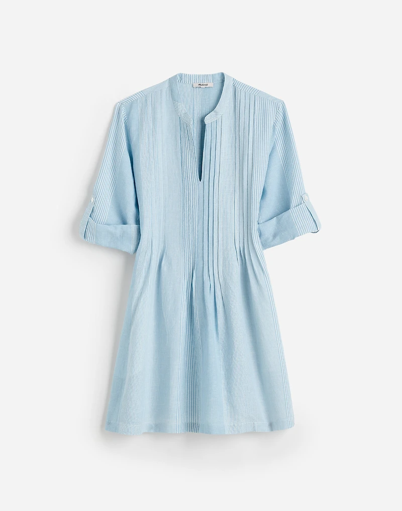 Pleated Splitneck Mini Shirtdress Stripe | Madewell