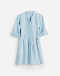 Pleated Splitneck Mini Shirtdress Stripe | Madewell