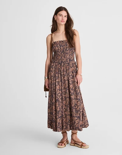 Smocked Bubble-Hem Midi Dress Paisley | Madewell