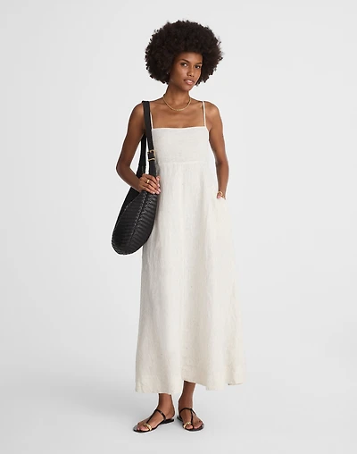 Striped Empire-Waist Midi Dress 100% Linen | Madewell