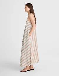 Striped V-Neck Midi Dress 100% Linen | Madewell