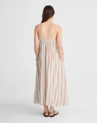 Striped V-Neck Midi Dress 100% Linen | Madewell