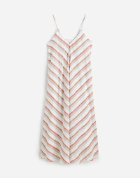 Striped V-Neck Midi Dress 100% Linen | Madewell