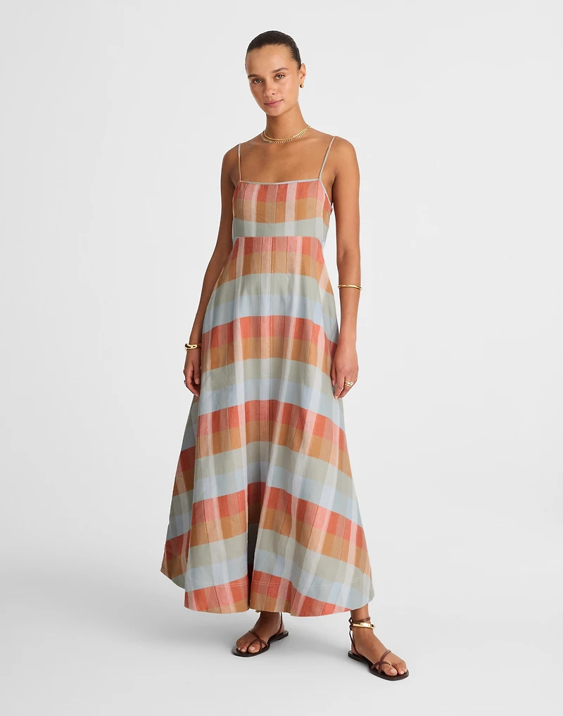 Empire-Waist Midi Dress in Plaid | Madewell