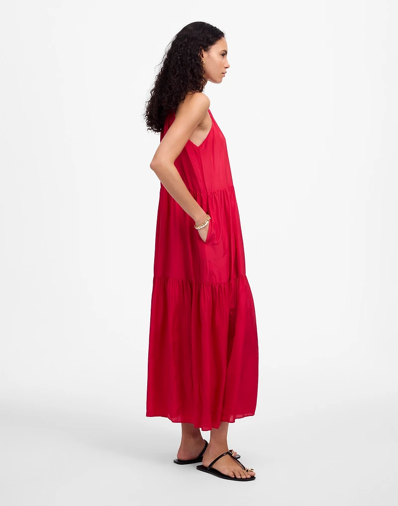 Habotai Silk Tiered Halter Dress | Madewell