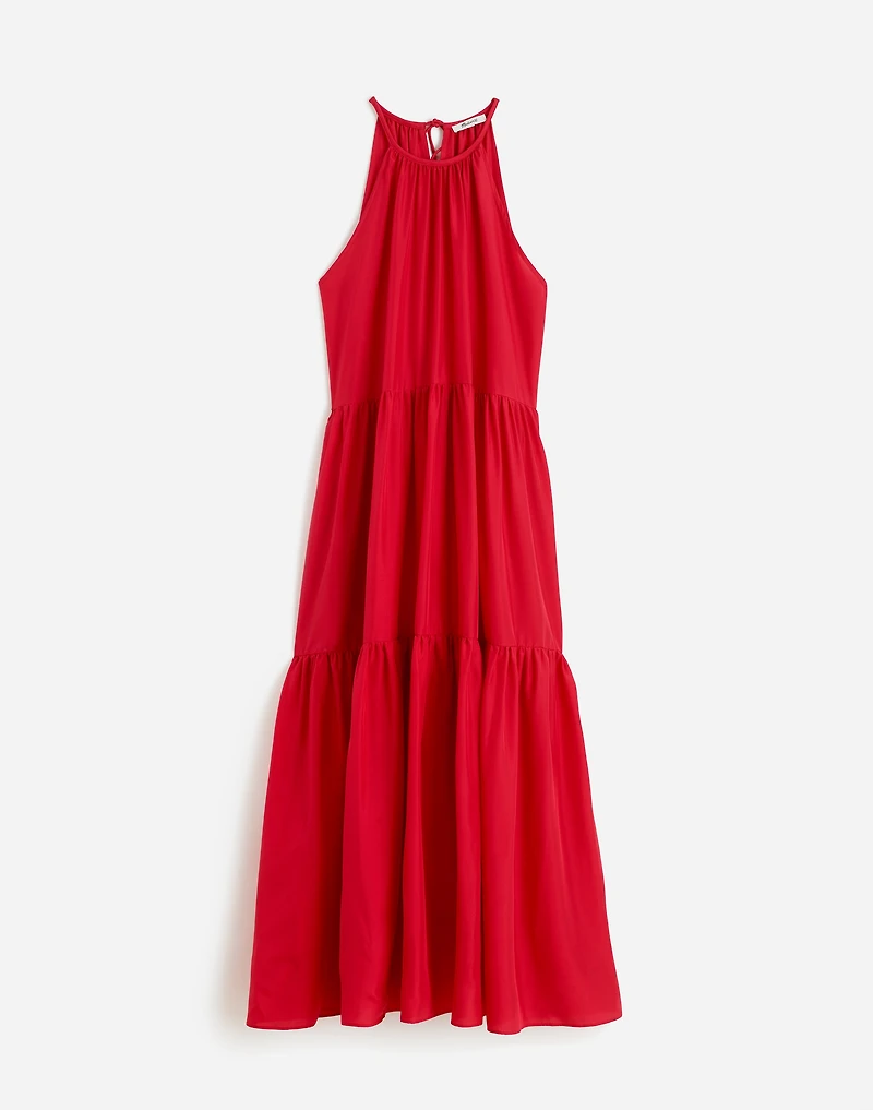 Habotai Silk Tiered Halter Dress | Madewell