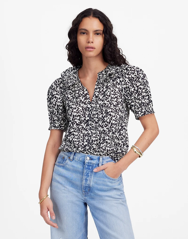 Ruffled Button-Front Top Floral | Madewell