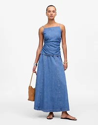 Ruched Squareneck Tank Robertson Wash: Airy Denim Edition | Madewell