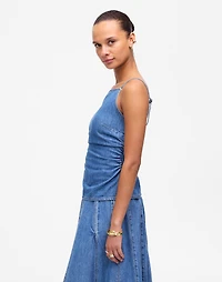 Ruched Squareneck Tank Robertson Wash: Airy Denim Edition | Madewell