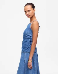 Ruched Squareneck Tank Robertson Wash: Airy Denim Edition | Madewell