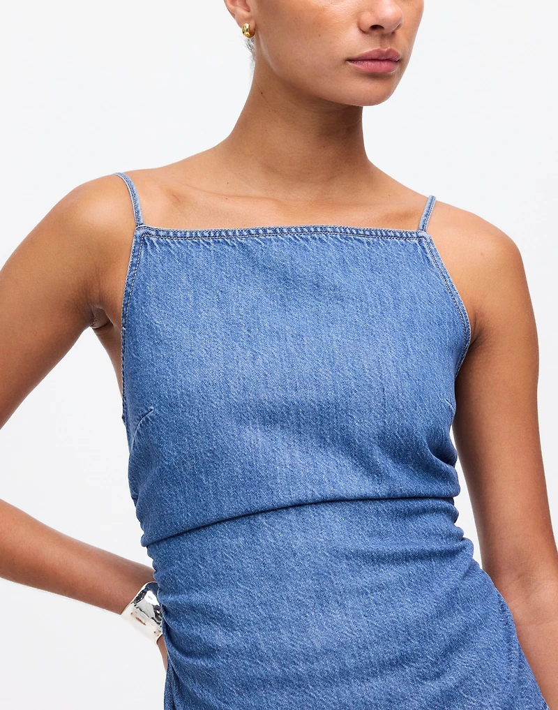 Ruched Squareneck Tank Robertson Wash: Airy Denim Edition | Madewell