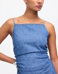 Ruched Squareneck Tank Robertson Wash: Airy Denim Edition | Madewell