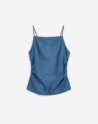 Ruched Squareneck Tank Robertson Wash: Airy Denim Edition | Madewell