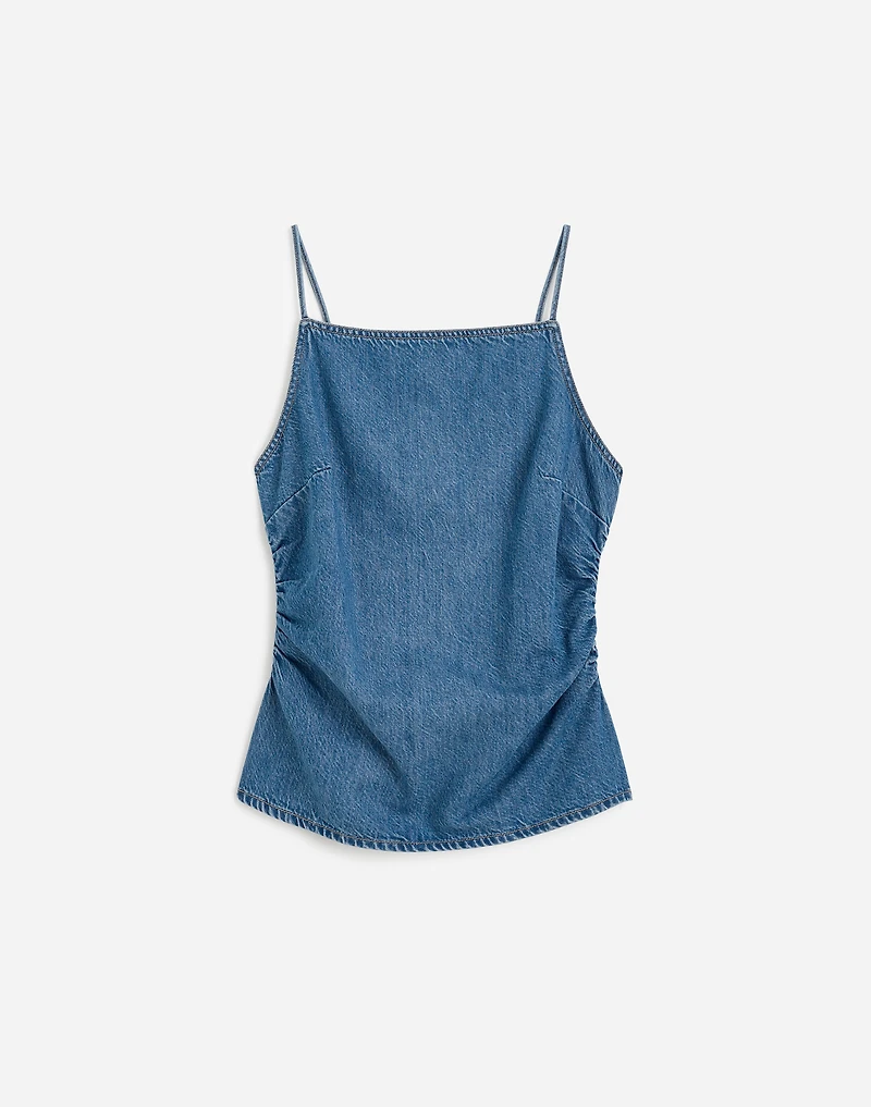 Ruched Squareneck Tank Robertson Wash: Airy Denim Edition | Madewell