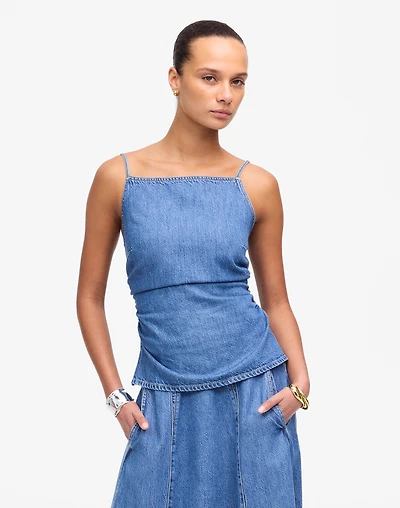 Ruched Squareneck Tank Robertson Wash: Airy Denim Edition | Madewell