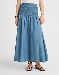 Smocked-Waist Denim Midi Skirt | Madewell