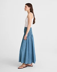 Smocked-Waist Denim Midi Skirt | Madewell